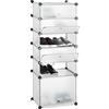 Relaxdays Scarpiera in Plastica, 6 Scomparti Chiusi, 52 x 37 x 9cm, Scaffale 12 Paia di Scarpe, Componibile, Trasparente