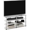 Furinno ECON Mobile Porta TV, Centro TV Angolare a 4 Ripiani, Consolle TV, Montaggio Facile, per Soggiorno, Camera da Letto, Rovere Bianco/Tubi in Acciaio Inox
