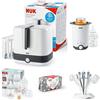 NUK Bundle of NUK Vario Express sterilizzatore biberon + NUK Thermo 3in1 scaldabiberon + Nuk Scolabiberon Multidry + NUK Welcome Set Igiene per Neonati+ NUK Confezione biberon Perfect Match