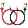 CERRXIAN 1 coppia di connettori terminali batteria, cavi da 10AWG, conduttori in lega di rame rosso e nero, morsetti con attacco a dado M8 per auto, marino, solare, camper, moto