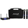 Audibax Sidney 500 A - Microfono Senza Fili UHF - Microfono Senza Fili Professionale Doppio Mano - Modulazione Analogica - Include Valigia di Trasporto - Portata 50 Metri