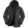 Mountain Warehouse Fell Giacca Invernale Uomo - Giacca Sportiva Uomo Comoda 3 in 1, Giacca da Montagna con Cappuccio Traspirante E Comprimibile da Adulto Nero XL