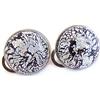 VENEZIA CLASSICA - Orecchini da Donna in Vetro di Murano Originale con foglia in argento, modello Cabochon, chiusura a Clip, Made In Italy certificato (nero)
