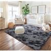 Tinyboy-hbq Tappeti Salotto Shaggy a Pelo Lungo Peloso Soggiorno Moderno Cameretta, Camera da Letto, Tappetino Antiscivolo (Grigio Nero, 160 x 230cm)