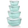 Grizzly Contenitore per Alimenti con Coperchio - Set da 4 - Ermetico - Anti Perdite - senza BPA (Quadrato - 1x(500, 900, 1500, 2400) ml, Verde Menta)