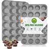 Jinsion 2 Pezzi Teglia per Muffin per 24 Muffin,Antiaderente Stampo Muffin Silicone,BPA-free Teglia Muffin,Stampo per Muffin,Muffin Stampo,Teglie per Muffin e Cupcake per Muffins,Cupcake,33,3×22,3×2,5 cm