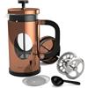 bonVIVO Caffettiera a Stantuffo French Press 8 Tazze (1000 ml) - Caffettiera in Vetro Borosilicato e Acciaio Inox per Caffè, Tè, Infusi e Cold Brew - Design Elegante Rame