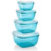 Grizzly Contenitore per Alimenti con Coperchio - Quadrato - Set da 4 - Ermetico - Anti Perdite - senza BPA