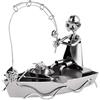 BRUBAKER Vite Uomo Pescatore in Barca - Figura Artigianale in Ferro Uomo di Metallo Fishing - Idea Regalo in Metallo per Pescatori e Pescatori