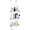 MOGFCT Mensola Doccia da Appendere Organizer da doccia da bagno sopra la porta portaoggetti da appendere in alluminio a prova di ruggine, ripiano da bagno con gancio antiruggine(argento)