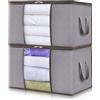 Lifewit 2 Pezzi 120L Scatole per Armadio Grande capacità, Scatole per Vestiti Pieghevole, Scatole Trasloco, Contenitori per Armadio, Organizer sottoletto per Piumoni, Coperte, Vestiti, Grigio Chiaro