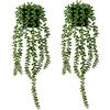 Azonelife Pianta Sospesa Grasse Artificiale, 2Pezzi Piante Artificiali in Vaso, Piante Pendenti Finte Cadenti, Piante Artificiali da Appendere, Artificiali Piante Appese Finto Filo di Perle per Mensole Interne