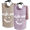 IHOMAGIC 2 pezzi Ceste per la Biancheria, Cesto Portabiancheria Pieghevole, Raccoglitore per bottiglie, Borsa Organizzatore per attrezzi fitness, Vestiti Giocattoli, 95L (Viola e Cachi)