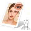 Farerkass Specchio Trucco Ricaricabile con Luci, 3 Modalità di Luci Specchio da Tavolo Pieghevole con Mini Specchio Ingranditore 10x, Specchiera Trucco Luminosità Regolabile per Uso Domestico (Bianco)
