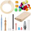 Allazone 17 Pz Punch Needle Ricamo Punch Cuciture Tool, Ago Filato Tappeto Regolabile, Aghi per Occhi Grandi, Infilatori per Aghi, Tela per Punto Croce per Ricami Fai Da Te