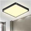 LQWELL® Plafoniera Lampada da soffitto a LED, IP44 Lampada da bagno impermeabile Quadrata piatta 18W 3000K 1600LM Sottile per soggiorno Bagno Camera da letto Cucina Seminterrato Ufficio, 220 * 24mm