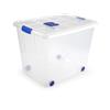 DRW Scatola portaoggetti in PVC trasparente con coperchio e ruote da 86 litri 45x62x47 cm