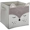 ATMOSPHERA CREATEUR D'INTERIEUR Cestino 29x29cm in velluto grigio con volpe