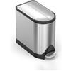 simplehuman CW1899 cestino a farfalla con pedale, pattumiera piccola per bagno, acciaio inox spazzolato, 10 L