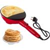 BEHOME Crepiera Elettrica con Manico 800W, Piastra per Crepes Antiaderente con Maniglia antiscottatura, Piedini Antiscivolo e Piatto per Crepes, Diametro 20 cm