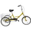Jolre Triciclo per adulti da 20 pollici, triciclo pieghevole, triciclo a una velocità, bicicletta per il tempo libero, bicicletta con cestino, giallo, per lo shopping, esercizio.