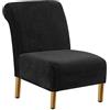 JORTUIO Copripoltrona Senza Braccioli, Velluto Elasticizzato 1 Posto Universale Senza Braccioli Copridivano,Moderna Antiscivolo Accent Chair Cover per la Camera da Letto dell'hotel (Nero)