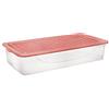 Tontarelli Contenitore basso multiuso Dodo Stock Box con coperchio, 78,3x39,2x16,5cm, colore trasparente e Rosso Corallo