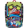 Seven SJ GANG STYLE JAM GANG Zaino Scuola Estensibile, Nero Rosso, FunnyGoal, Zaino Doppio Scomparto Estensibile Tramite Zip Laterali, Tasca Porta Borraccia, Scuole Elementari e Medie, Bambino Ragazzo
