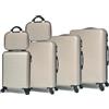 CELIMS Set Valigie 6 Pezzi - Valigia Grande 23 kg + Valigia Media + Valigie Bagaglio a Mano + Valigia Piccola + 2x Beauty Case da Viaggio - Champagne