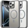 TAURI Cover Magnetica per iPhone 16 Pro, Grigio | con Pellicola in Vetro Temperato,Compatibile con MagSafe,Magnetica Custodia per Sottile Anticaduta