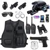 KalaDuck Costume Poliziotto Bambino, 14PCS Accessori Polizia con Casco SWAT, Gilet, Manette Polizia, Walkie-Talkie, Carnevale Vestito Poliziotto Bambino 3 4 5 anni, Travestimento Halloween Giocattoli