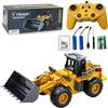 LioMaxi 9 Canale 1:16 quattro ruote Bulldozer telecomandato giocattolo,con luci e suono, pala in metallo,telecomando senza fili,Caricatore Frontale con Telecomando,per Regali Per Bambini