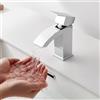 Faustina Rubinetto per Lavabo da Bagno Cascata quadrata, Rubinetto Miscelatore Monocomando per Lavabo Bagno in Acciaio Inossidabile cromato lucido