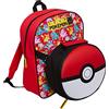 Pokémon Pokemon Pikachu, zaino con borsa termica rimovibile per ragazzi e ragazze, 2 pezzi, contenitore per panini isolante, per snack caldi o freddi, rosso, taglia unica