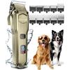 oneisall Tosatrice per cani pelo lungo professionale, IPX7 impermeabile Rasoio per cani/Gatti con potente motore a 6700 giri/min, adatto per peli di animali domestici spessi e opachi (Oro)