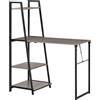 HOMCOM Scrivania Pieghevole con Libreria a 4 Livelli, Scrivania Salvaspazio in Metallo e Legno, 106x48x128cm, Grigio