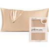 Kitsch - Federa in raso con cerniera, morbida, per capelli e pelle, copricuscino rinfrescante, lavabile in lavatrice, senza grinze, liscia, king size, 48,3 x 91,5 cm, champagne