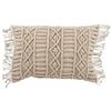 Villa d'Este Home Tivoli Cuscino arredo macramè 40x60 cm con frange in cotone, sabbia, 4 Toni
