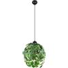 RL LIVE YOUR LIGHT Reality Leuchten Suspension LEAVY R10461915, Métal Noir mat, Feuilles Plastique Vert, excl. 1x E27