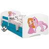 HappyBabies Happy Babies - CAMA para Niños DE Doble Cara con CAJÓN Diseño Moderno con Bordes Seguros y Eolchón de Espuma Anticaída 7 cm Azul (40. Princesa y Unicornio, 140x70)