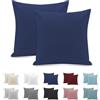 Poligino Federe Cuscini Letto Matrimoniale 65x65cm, Set 2 Federe Oeko-TEX in Premium Microfibra 110GSM con Invisibile Cerniera, Morbida e Traspirante, Ipoallergenica - Blu