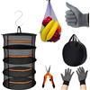 Fycooler erba Essiccazione Netto,4 strati Pieghevole Maglia Sospeso Asciutto Rack, Essiccatore di erb CON Cesoie,S-Hanging gancio e Borsa portaoggetti per Asciugare Piante, Verdure,Erbe,Pesci,Vestiti