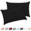 Twinzen® Federe Cuscino Letto (Set di 2) - Nero - Per i Cuscini 30x50 cm - 100% Jersey di Cotone - Copricuscino Letto - Federe Cuscino Letto con Cerniera - Fodera Protezione per Cuscino