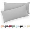 Twinzen® Federe Cuscino Letto (Set di 2) - Grigio - Per i Cuscini 50x80 cm - 100% Jersey di Cotone - Copricuscino Letto - Federe Cuscino Letto con Cerniera - Fodera Protezione per Cuscino