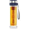 bonVIVO VitaliTEA Bottiglia Infusore, Teiera con Filtro, Teiera con Infusore - Bottiglia Detox, Teiera Portatile a Doppia Barriera Isolante in Vetro Borosilicato - Capacità: 450 ml, Blu