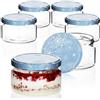 com-four® 6 barattoli per conserve Winter Edition TO Ø 82 mm - 250 ml con coperchio a vite in design invernale, vasetti per marmellata blu e bianchi, barattolo con coperchio a fiocco di neve