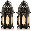 Nuptio 2 Pezzi Portacandele in Metallo Tealight Centrotavola di Piccole Dimensioni Centrotavola in Vetro Trasparente Lanterne Creative Decorazione Casa Tavolo da Sposa Decorazione Gabbia, Nero