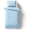 Alreya Set Copripiumino Singolo in Raso 100% Cotone - 155 x 220 cm Azzurro - Copripiumino con set di 1 federa 80 x 80 cm con cerniera