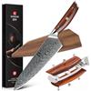 XINZUO Acciaio Damasco Coltello da Chef, 21cm Coltello da Cucina Kiritsuke, Professionale Forgiata Gyuto Coltello per Verdure- Manico in Legno di Rosa-con Guaina Magnetica in Legno di Noce