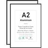 ATOBART Cornice per certificato in alluminio nero A2, cornice per poster da 2 pezzi con frontale in plexi-glass, cornice per foto da 42 x 59 cm per montaggio a parete, set di 2